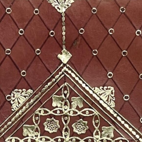VTG Leather Book Notebook Cover Protector Gold Leaf Designs 7.25"x10" - Picture 16 of 16